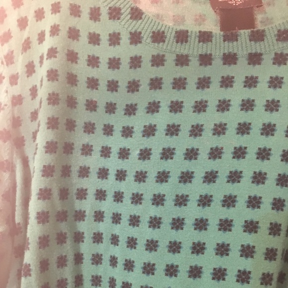 Ann Taylor Green Navy Geo Sweater Size L - Picture 2 of 6